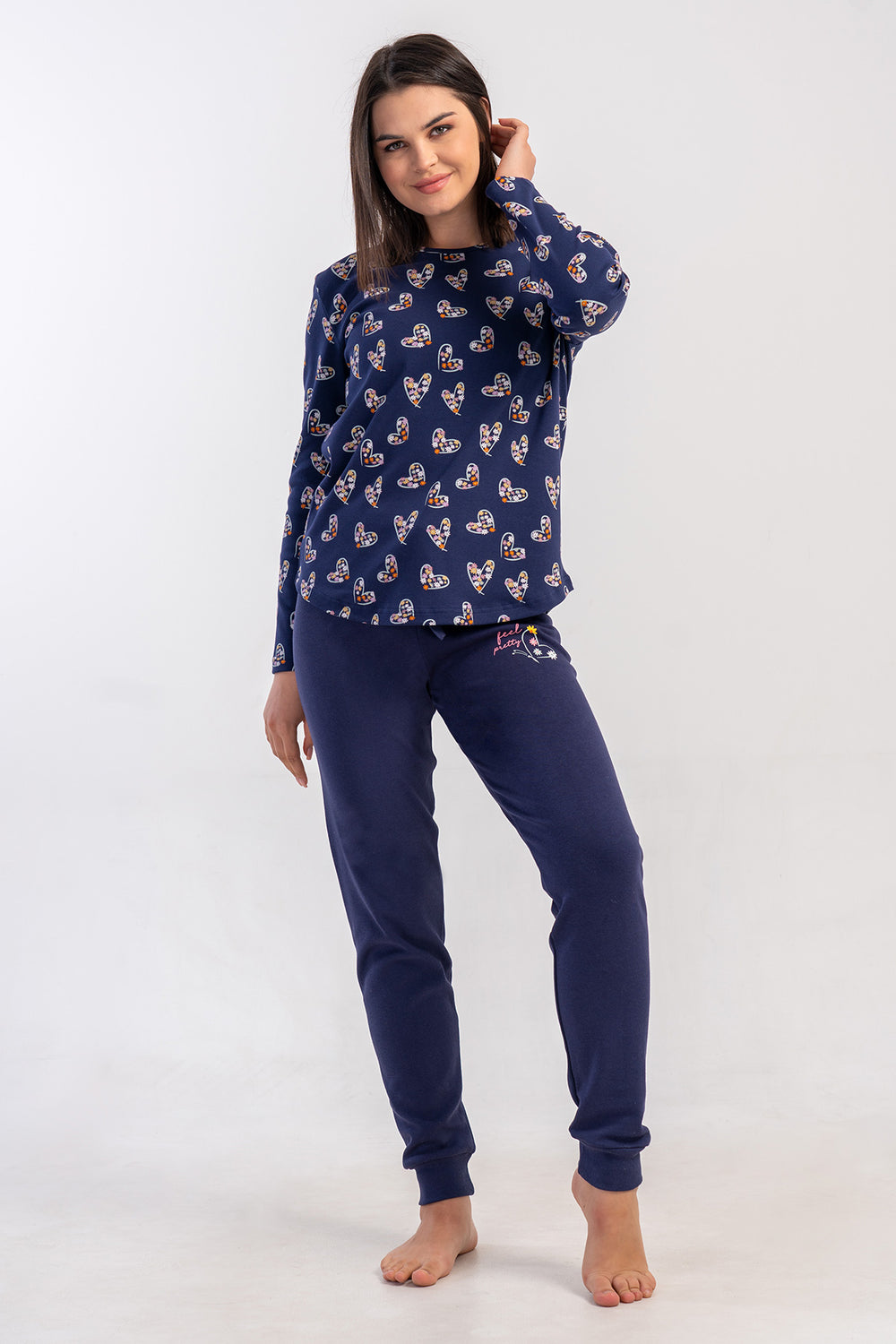 KADIN INTERLOK O YAKA UZUN KOL ETEGI OVAL MANSETLI PIJAMA TAKIM