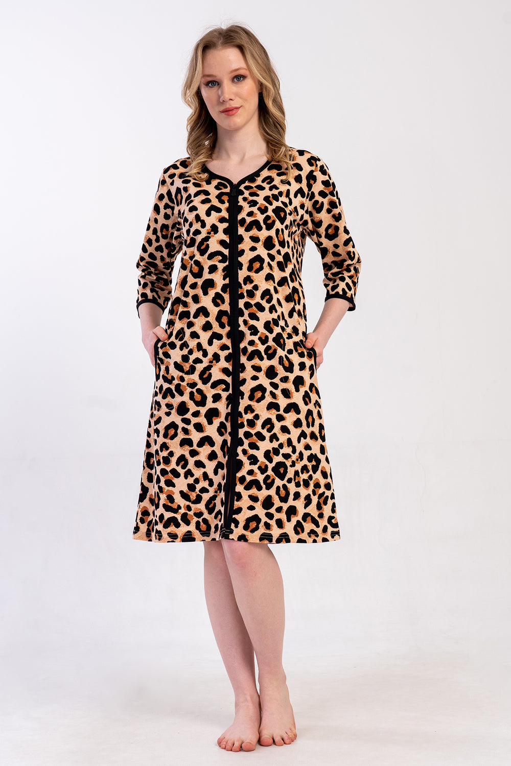 KADIN P.SUPREM XXL 3/4KOL FERMUARLI CEPLI EV ELBISESI