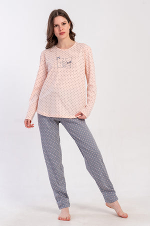 KADIN P.SUPREM O YAKA UZUN KOL ETEGI OVAL PIJAMA TAKIM