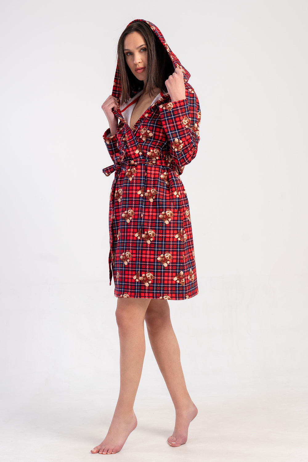 KADIN 2IPLIK KAPSONLU UZUN KOL KISA CEPLI SABAHLIK