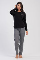 KADIN INTERLOK O YAKA UZUN KOL ETEGI OVAL PIJAMA TAKIM