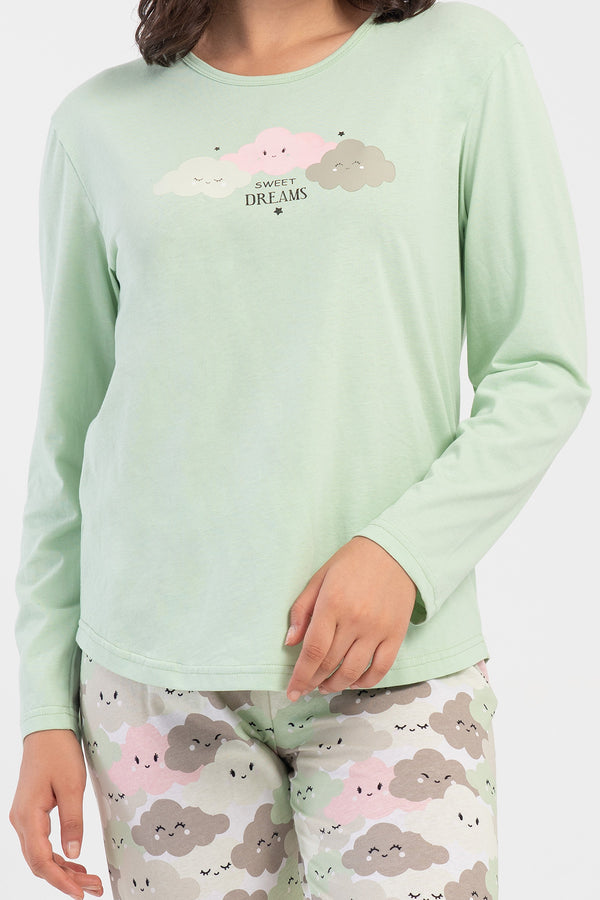 KADIN P.SUPREM XXL O YAKA UZUN KOL ETEGI OVAL PIJAMA TAKIM