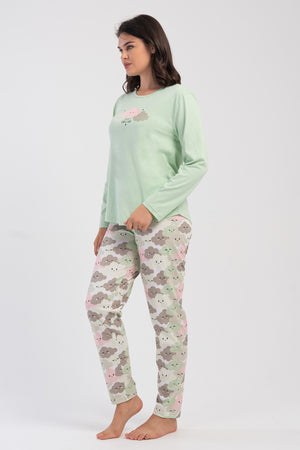 KADIN P.SUPREM XXL O YAKA UZUN KOL ETEGI OVAL PIJAMA TAKIM