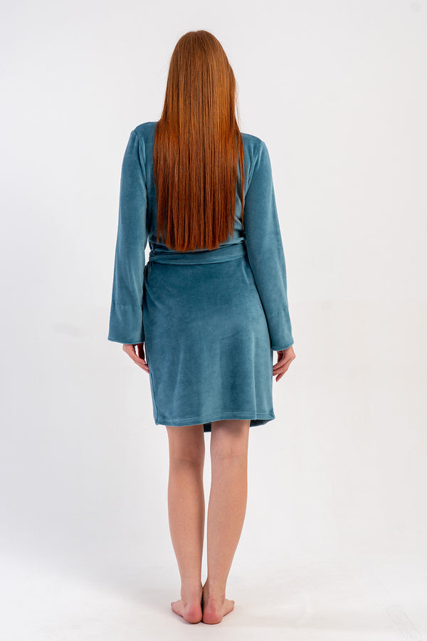 KADIN PAMUK KADIFE UZUN KOL CEPLI SAL YAKA SABAHLIK