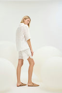 21395 KADIN BRODE GÖMLEK ŞORT TAKIM