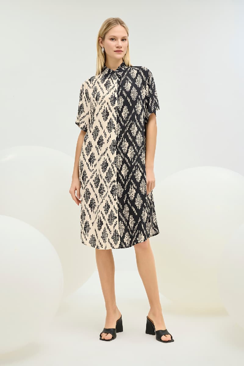 21364 KADIN GÖMLEK YAKA KISA ELBİSE